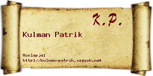 Kulman Patrik névjegykártya